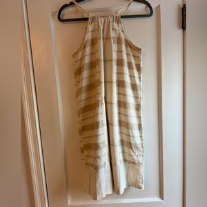 Old Navy 🤍 Halter Mini Stripe Cotton Dress Small Tan Cream
